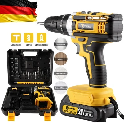 Für Makita Akku-Schlagbohrschrauber 21V Akkuschrauber Set mit Box Mit 2 Akkus - Bild 1 von 4