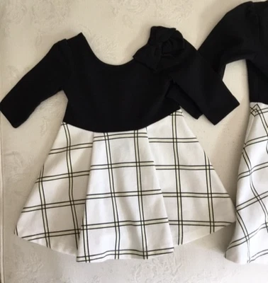 Niñas Janie And Jack Blanco y Negro Conjunto Hermana Vestido Talla 5 y 18-24 Mos Foto 1 de 4
