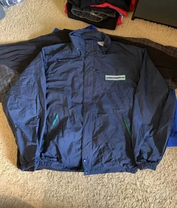 Vintage 90s Apple Computer Jacket USA Zip Windbreaker 1998/99 Navy Size L Apple - Picture 1 of 9