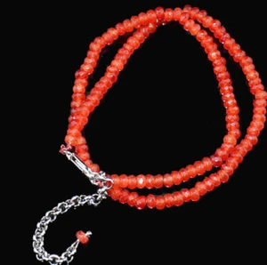 2x4mm Faceted Red Carnelian Agate Rondelle Gemstone Beads Necklaces 17/20/24" - Picture 1 of 9