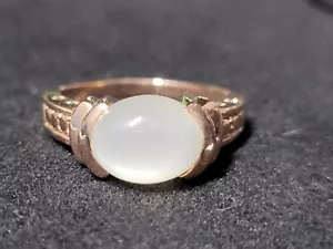 Natural White Moonstone 925 Sterling Silver Ring  Size 6.25 0582 - Picture 1 of 8