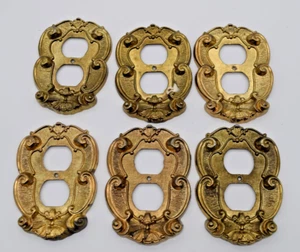 11 Vintage Brass Metal Light Switch & Outlet Cover Plates - 2 Black Outlet Cover - Picture 1 of 4