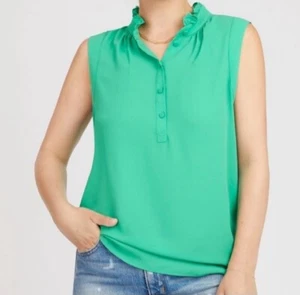 J. Rundhalsausschnitt grün ärmellos Tank Bluse Top Größe Small NEU Neu mit Etikett Rüschenbesatz - Bild 1 von 11