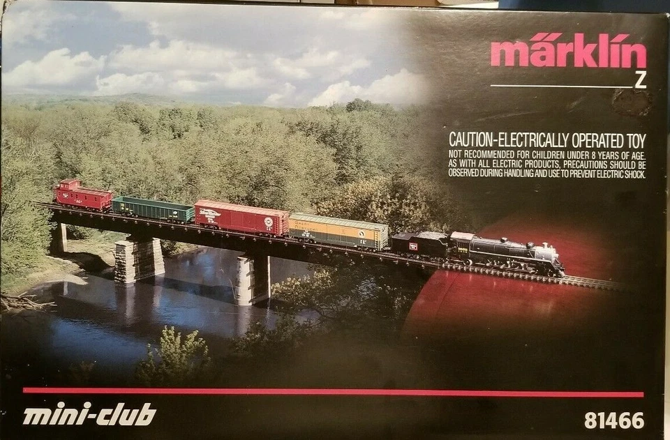 Z Marklin Mini-Club 81466 Burlington Route Freight Set (110v tested) 5-Pole #4 - Image 1 of 4