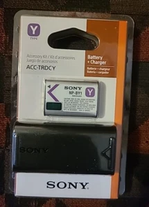 Sony ACC-TRDCY Li-Ion 640 mAh NP-BY1 Battery Type Y & Charger OEM New Sealed - Picture 1 of 7