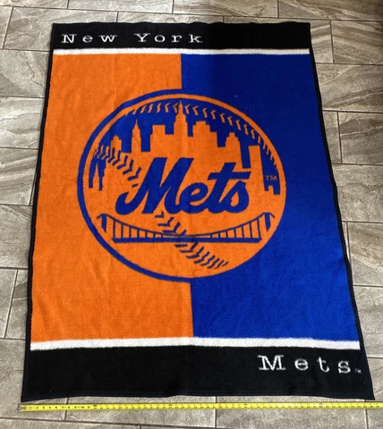 Biederlack New York Mets Blanket 78x57 Genuine MLB Merchandise Vintage RARE EUC Cover