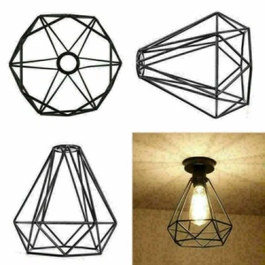 Lámpara de techo de diamante de metal para montaje de bombilla protector jaula de alambre de colección - Imagen 1 de 10