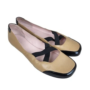 Taryn Rose Yellow Black Patent Leather Elastic Band Slip-On Flat Shoes 10M - Picture 1 of 8