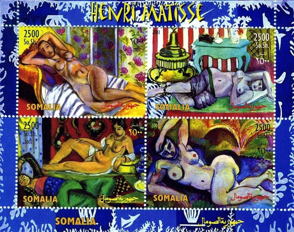 Somalia 2003 HENRI MATISSE PINTURAS DESNUDOS FAMOSOS - AJEDREZ Hoja perforada MNH Foto 1 de 1