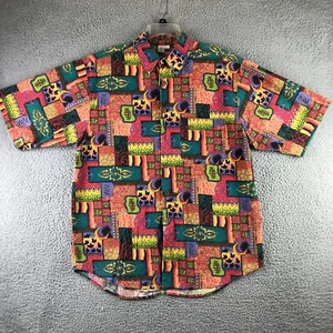 Vintage Territory Ahead Hawaiian Shirt Mens Large Multicolor Abstract Geometric - Picture 1 of 10