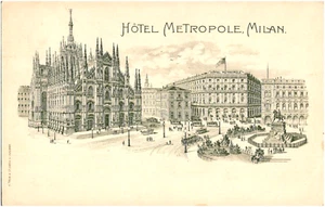 Hotel Metropole Milan Italy 1910s Postcard Building Sketch A. Trub & Co. - Picture 1 of 2