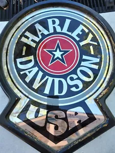 Antique/vtg Harley Davidson Wall Mirror Bar Carved Wood Framed - Picture 1 of 6