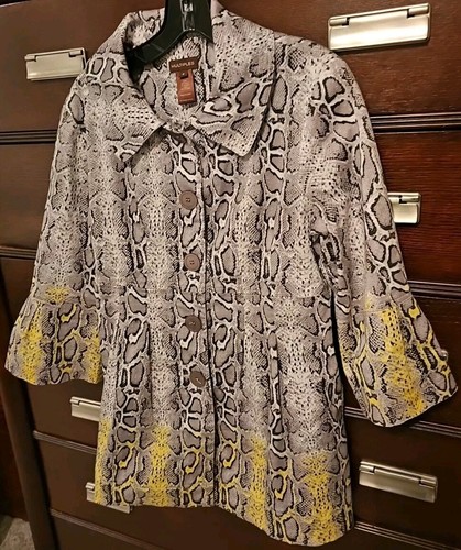 OFF WHITE MULTIPLES donna S GIACCA SPOLVERINO GRIGIO NERO BIANCO SPORCO GIALLO SERPENTE MANICHE 3 4