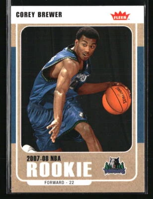 Tarjeta de baloncesto Corey Brewer 2007 Fleer #204 Foto 1 de 2