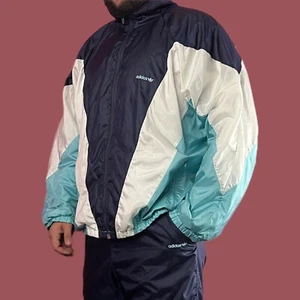 90s Adidas Originals Vintage Herren Nylon Trainingsanzug Set M Color Block Windbreaker - Bild 1 von 15