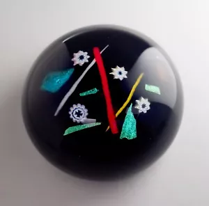 More details for caithness art glass paperweight noughts &amp; crosses numbered black with inclusions