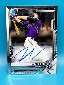 2021 Bowman Chrome Prospects Auto Zac Veen #CPA-ZV Rockies - Picture 1 of 2