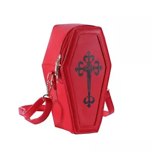 Leather Gothic Coffin Crossbody Bag Small Shoulder Bag for Cosplay Party - Picture 1 of 8
