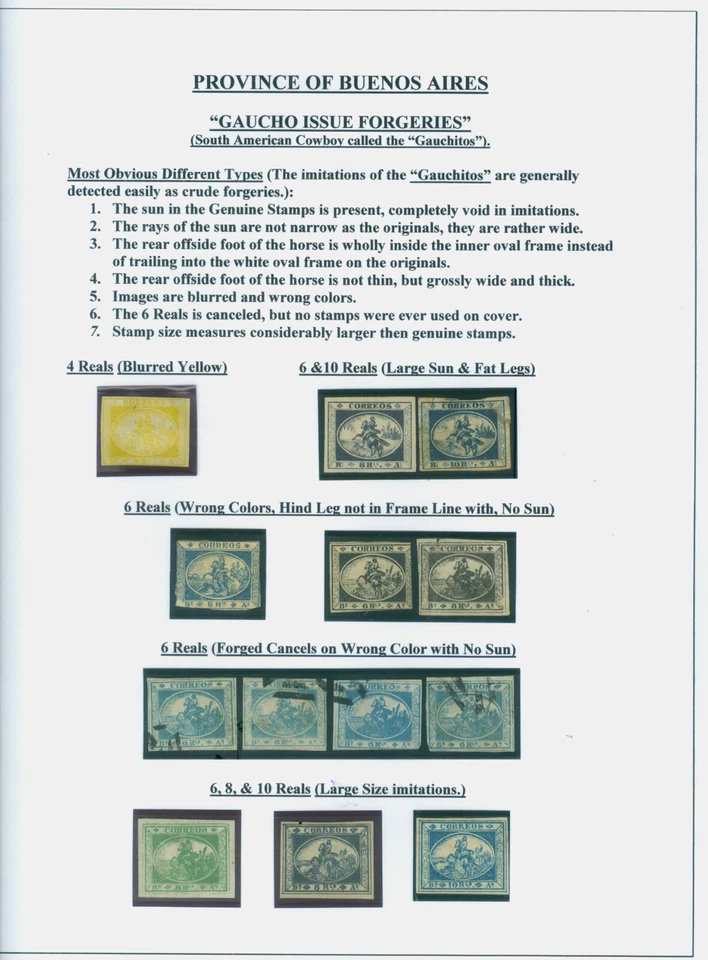 ARGENTINA  1850s  Horse Rider -  "GAUCHITOS"  - REPRINTS & COUNTERFEITS study - Image 1 of 1