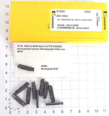 ALLIS WUNDERLAND 10 St. A4G-U-GMN Size 3 2,775 KC5025 Kennametal Inserts Wendeplatte NOS neu B747