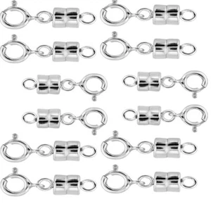 12 - NEW SOLID .925 Sterling Silver Barrel Magnetic Converter Necklace Clasps - Picture 1 of 6