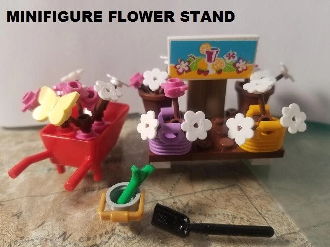LEGO Minifigure Flowers Stand Outdoor Garden Friends Wheelbarrow Baskets - Image 1 of 1