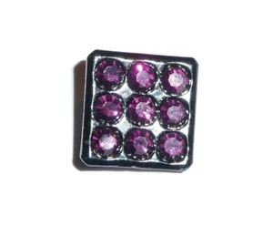 Botón cuadrado de diamantes de imitación de metal y vidrio checo - negro y púrpura amatista 16x16 mm - Imagen 1 de 8