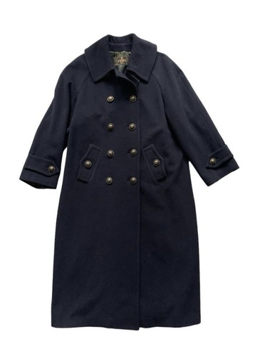 Cappotto Fendi vintage doppiopetto lungo lana blu navy pesante taglia 42