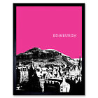 Arthurs Seat Edinburgh Scotland Scottish Landmark Pink 12X16 Inch Framed Print