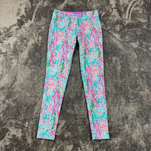 Lilly Pulitzer Luxletic Leggings Girls XL(12-14) Multicolor Tropical Athletic - Picture 1 of 9