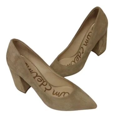 Zapato de salón Sam Edelman 8,5 (EE. UU.) Tatiana cuero gamuza tostado 3,5" tacón grueso bloque Foto 1 de 4