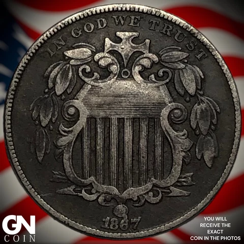 1867 With Rays  Shield Nickel  Q6580 Cover