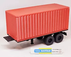 # 1/43 SEMIRIMORCHIO a 2 ASSI CONTAINER ROSSO by BATTAX adatto x motrici IXO# - Foto 1 di 2