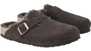 BIRKENSTOCK Boston VL Shearling Moccasin UK5 Women's Suede Leather Fur Mocca - Picture 1 of 11