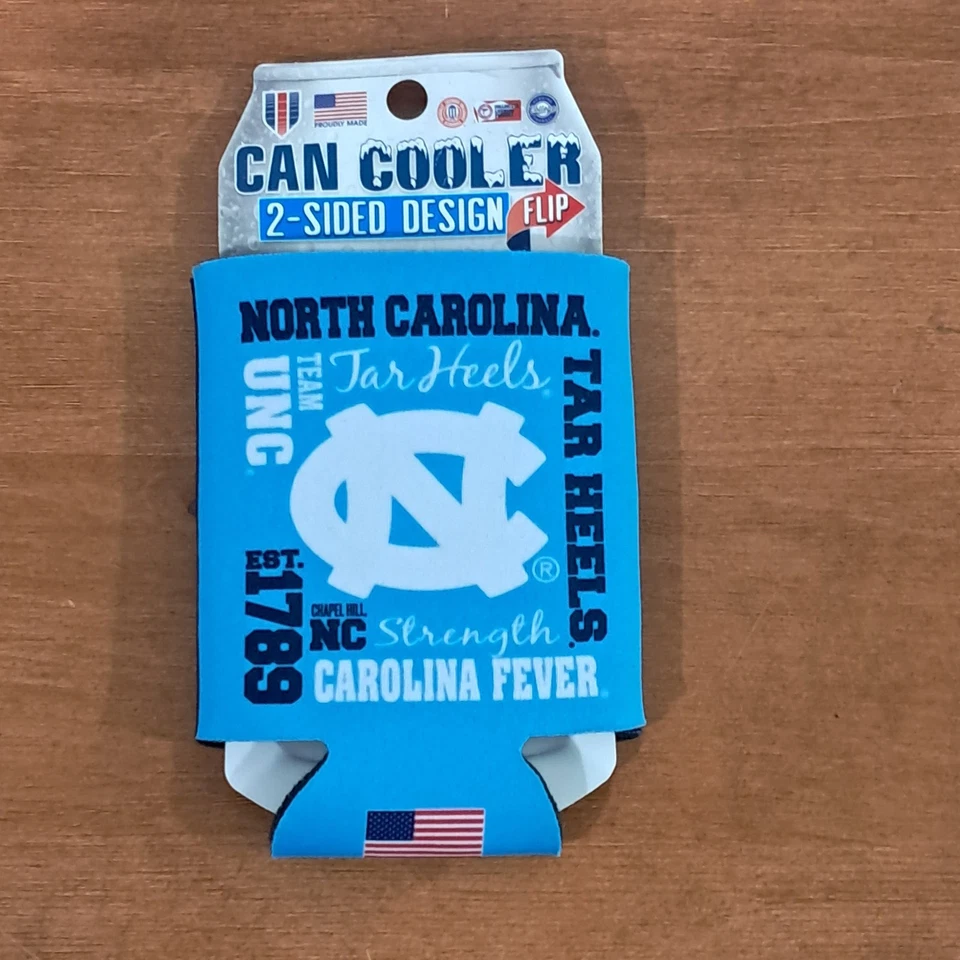 Saltos de alcatrão Carolina do Norte UNC refrigerador de lata 2 lados Koozie - Imagem 1 de 2
