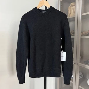 Suéter 3sixteen Mezcla de Lana de Alpaca Cuello Redondo Negro Pequeño NUEVO LS Tejido Pullover  - Imagen 1 de 7