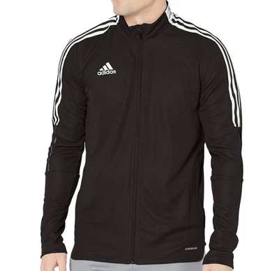 Chaqueta de fútbol con cremallera completa Adidas Tiro 21 negra blanca talla grande para hombre / 0160 Foto 1 de 4
