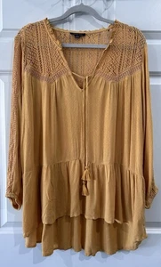 American Eagle High Low Top Womens Size S Boho Peasant Crochet Lace Oversized - Picture 1 of 11