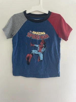 Marvel Kids Boys Superhero Spider-Man Cotton Raglan Short Sleeve Shirt Blue Sz 6 - Image 1 of 4