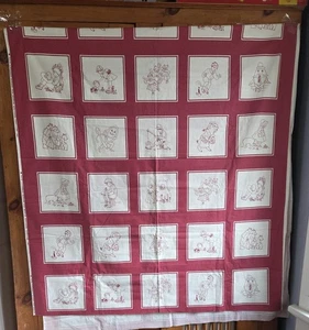 Faye Burgos Cheater Quilt Redwork Nursey Reime 2 5/8 Yards Neu - Bild 1 von 8