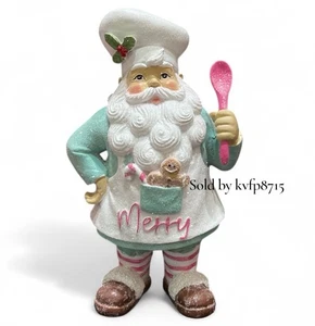 9,7" Santa Baker Lebkuchen Fröhliche Statue Rosa Pastell Bäcker Blau Weihnachtsdeko - Bild 1 von 5
