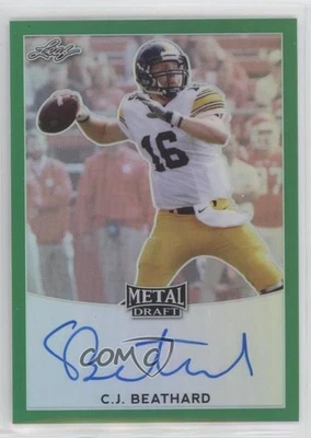 2017 Leaf Metal Draft Green /10 CJ Beathard #BA-CJB Rookie Auto RC - Image 1 of 2
