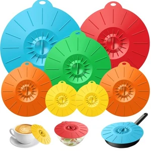 7 Pack Silicone Lids, Microwave Splatter Cover, 5 Sizes Reusable Heat Resista... - Bild 1 von 9