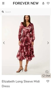 Forever New Elizabeth Long Sleeve Midi Dress Size 8 Maroon NWT Instore RRP$179 - Picture 1 of 24