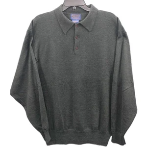 Pendleton Suéter Para Hombres XL Verde Lana Merino Polo Manga Larga Pullover Clásico - Imagen 1 de 5