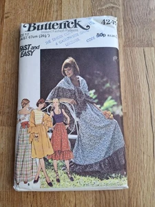 New 1970s Vintage Butterick Sewing Pattern - 4241 Ruffle Skirt & Shawl Size 12 - Picture 1 of 2