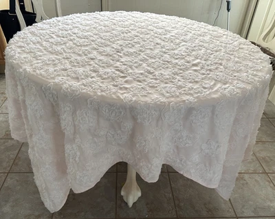 QUALITY  handmade pink/white floral  TABLECLOTH  70” sq. or 70 rd. New - Image 1 of 2