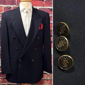 PIERRE CARDIN DOUBLE BREASTED BLAZER JACKET SIZE 40 NAVY VINTAGE PEAK LAPEL USA - Picture 1 of 13