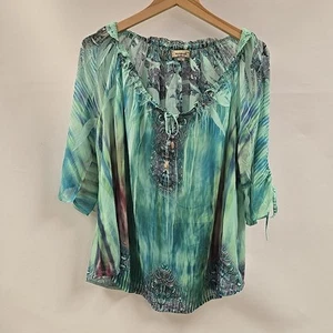 One World Short Sleeve Top Sheer Womens Size 1X Multicolor Lightweight - Bild 1 von 10