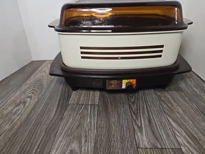 West Bend Slow Cooker Griddle 4 qt Automatic Brown Stripe WORKS. - Picture 1 of 6